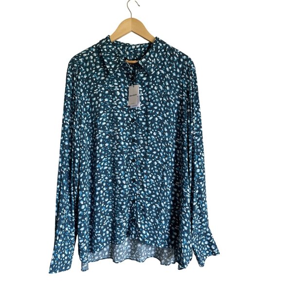 New! NWT Whistles Pastel Leopard Print Blue Turquoise Shirt US 14 MSRP $139 Long - Picture 3 of 16
